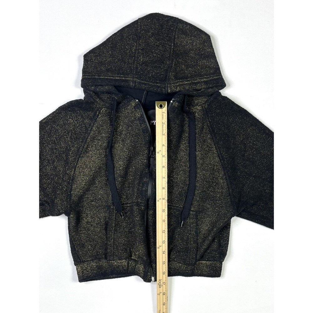 Pyrex Zip Hoodie Women's XS Black Glittery Heather Gold Rare Streetwear Italy - Picture 7 of 13